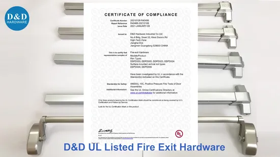 ANSI UL Listed Panic Lock Bar Stainless Steel Fire Rated Hardware Lock Length Rod Commercial Panic Exit Device Door Lock Fire Exit Rim Hardware Push Panic Bar